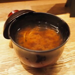 小皿のまぐろとさば。 - 浅利の味噌汁