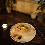 kong tong - 鱧とベビーとうもろこし、そら豆のフリット