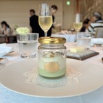 オーベルジュ・ド・リル ナゴヤ - 枝豆のフラン　アルザス風カクテルビールの泡