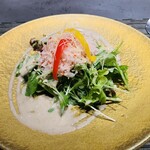 鉄板焼 天 HAKATA - 蟹味噌のサラダ