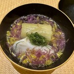 料理屋 みや﨑 - クエ、レンコン餅、とろナスのお椀