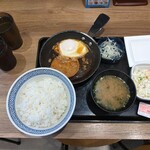 吉野家 - ハムエッグ納豆定食、ドリンクバー