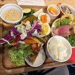 猿飛食堂 - 八百旅プレート　ローストビーフ