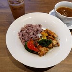 デニーズ - 【昼デニＡセット】唐揚げの彩りごはん〜黒酢ソース＋オニオンスープ＋ドリンクバー