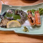 居酒屋 旬 - 海老蔵の活き造り　鮑刺身