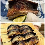 鮨 陸 - 秋刀魚塩焼き（肝ソースを塗って）