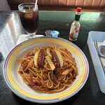 ニコニコ亭 - インディアンスパゲティとアイスコーヒー