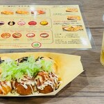 かんすけ - たこ焼き6個一味マヨ540円＋明太マヨ108円＋ねぎトッピング54円＋ジンジャエール200円＝902円