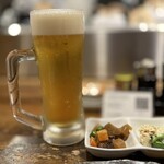 祇園炉端 三郎 - 生ビール　おとおし