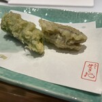 天ぷら まさお - 甘菜唐辛子　鮑