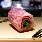 串揚げはやし - 『春菊のサーロイン巻き』