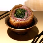 串揚げはやし - 『春菊のサーロイン巻き』