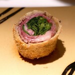 串揚げはやし - 『春菊のサーロイン巻き』