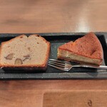 カフェ ヒコ - 栗のパウンドケーキとキャラメルバナナケーキ