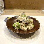 うを徳 - ◆大分のどんこを10時間炊いたもの 秋田香り豆（枝豆）、自家製ちりめん山椒白酢和え