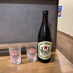 日本酒と肴 みや川 - 瓶ビールは、サッポロの赤星　700円