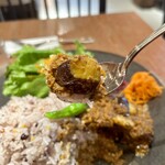 錢屋カフヱー - スパイス茄子キーマカレーセット大盛り