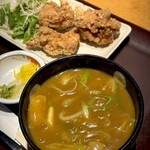 一久庵 - 小カレーうどん&唐揚げセット