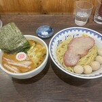 雪ぐに - 限定 平打ち麺で食す味噌つけ麺〜昆布水vet 〜1350円＋うずら150円＋肩ロース150円＋海苔0円（駐車券サービス）