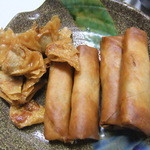 めだかタンタン - 前菜　春巻きとワンタン