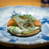 KOTARO Hasegawa DOWNTOWN CUISINE - 料理写真:琵琶マス ケンサキイカ 蕎麦粉のガレット ワカモレ サワークリーム ディル、セルフィーユ
