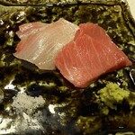 酒肴 新屋敷 - 酒肴 新屋敷　最初はお造りカンパチ・マグロ