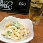 味彩 - まずは生！とマカロニサラダ