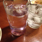 Totoko - 芋焼酎ロック410円（大きいグラスはチェイサー）
