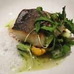 北新地Koutaro - 愛媛真名鰹のポワレ　モンサンミッシェルのムール貝