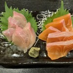 居酒屋夢の花 - 大王イワナと信州サーモン刺身