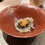 鮨 富かわ - 舎利ゾット。ウニとオランダのゴーダチーズ。
