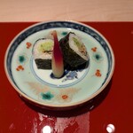 御料理 竹寳 - うなきゅうと茗荷酢漬け