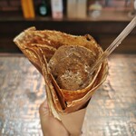 クレープ喫茶 えんどう 南田辺店 - シュガーバターにほうじ茶クリーム1スクープ