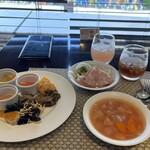 Buffet Dining Chefs Recipe - 前菜、サラダ、ミネストローネ　ピンクグレープフルーツビネガーとウーロン茶