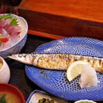 魚まさ - 刺身と新さんま塩焼き