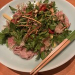 並木橋なかむら - 牛しゃぶ、クレソン、ドライトマトにポン酢ドレッシング