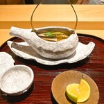 銀座 稲葉 - 鱧と松茸の土瓶蒸し２