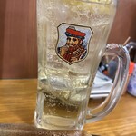 大衆酒場 目白かつりき - メガハイ600円。正直お酒は薄めなので60円プラスの濃いめを推奨。ってかこれでも濃いめ指定だから、元は薄いことがわかっていただけるかと