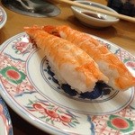 廻鮮寿司 塩釜港 - 蒸海老（産地不詳）280円