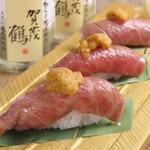 焼肉酒場蜂ヤ - 特選牛にぎり炙りウニ