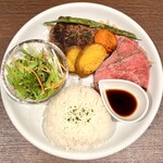米澤牛バル 譽 - 【ランチ】米澤牛ローストビーフandハンバーグプレート