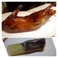 筑紫樓 銀座店 - 北京ダック・・これ見せ方が悪いと思いますよ。
                  「本日の北京ダック」とこれを見せられると「ワァ～スゴイ！」となりますよね。他のテーブルでも歓声が上がっていました。
                  でも出されるのは一人１個＞＜