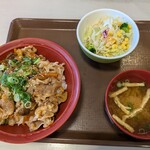 すき家 - 料理写真:プルコギ牛カルビ丼、サラダセット
