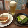 ジョナサン - 1人飲みチョイス（生ビール＋ジャーマンポテソー＋アスパラのグリルと目玉焼き）