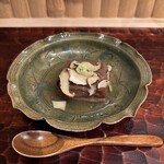 321640268 - 栗と銀杏入りのくるみ焼き豆腐、松茸餡 