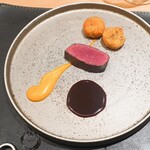 銀座 大石 - 鹿のロースト、ボブブラードソース