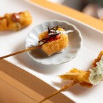 串揚げ 勝 - はも、もち明太、キス