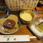 奥丹 - ごま豆腐、とろろ汁、木の芽田楽