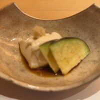 日本料理 山崎 - セットの胡麻豆腐と水茄子の刺身