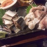 〆秋刀魚、げそわさ